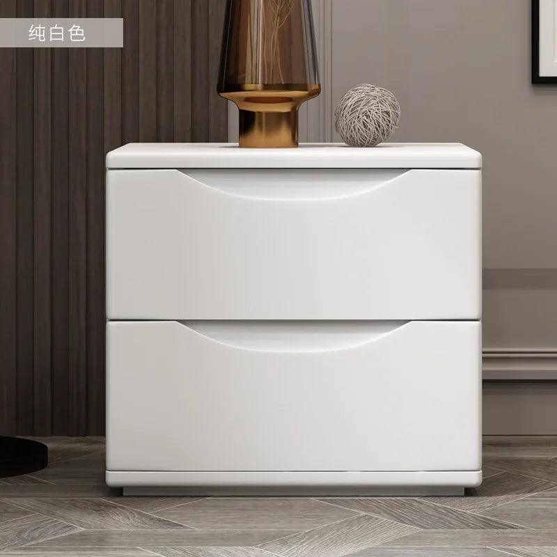 Luxury Wood Bedroom Nightstand with Drawers - Modern Minimalist Style Furniture