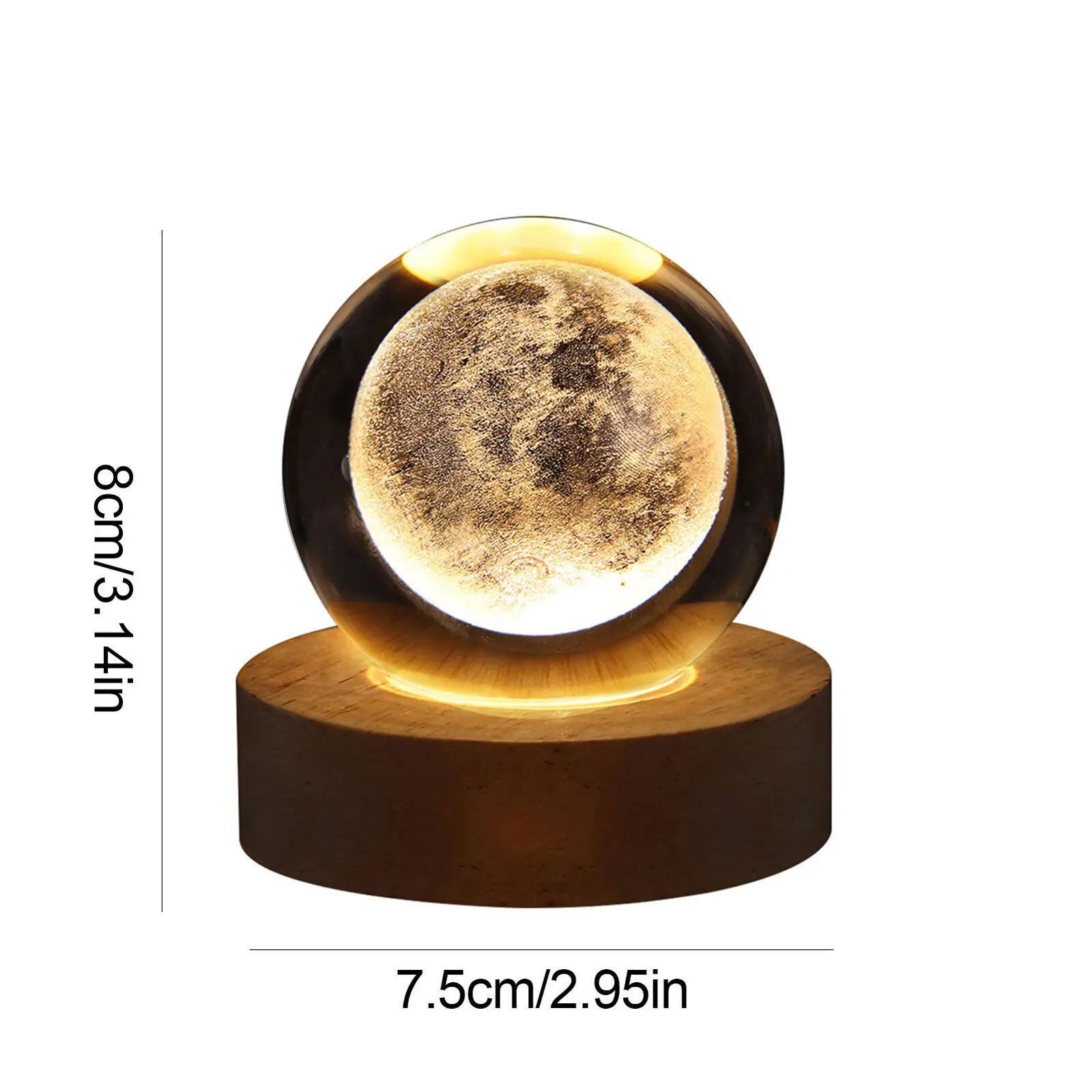 Crystal Ball USB Night Light | 3D Moon Planet Galaxy Home Decor Glow