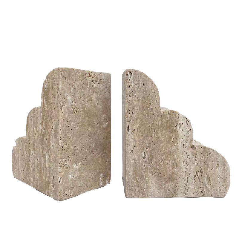Yellow Cave Stone Marble Bookends Set - Artistic Home Decor Piece