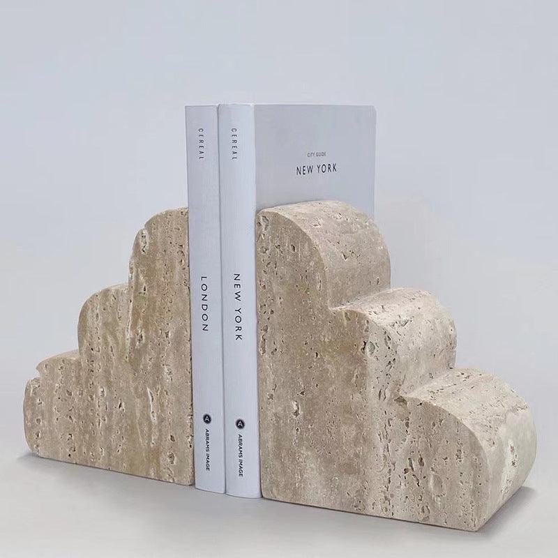 Yellow Cave Stone Marble Bookends Set - Artistic Home Decor Piece