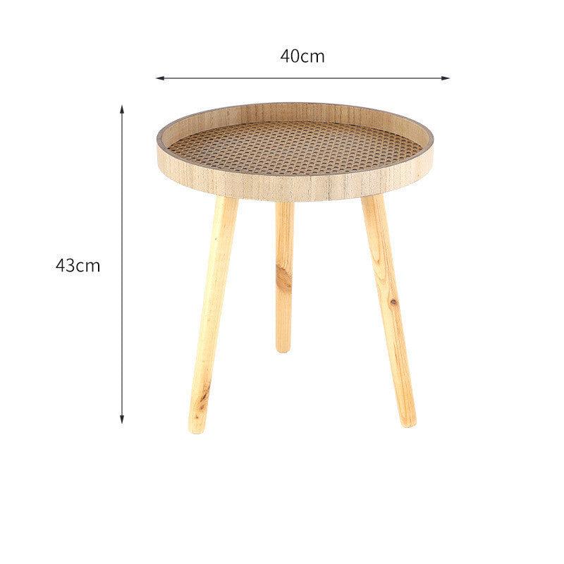 Retro Rattan Round Coffee Table - Boho Living Room Centerpiece