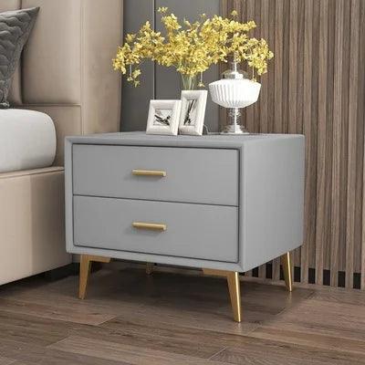 Luxury White Nightstand with Drawer Storage - Modern Minimalist Bedroom Furniture
