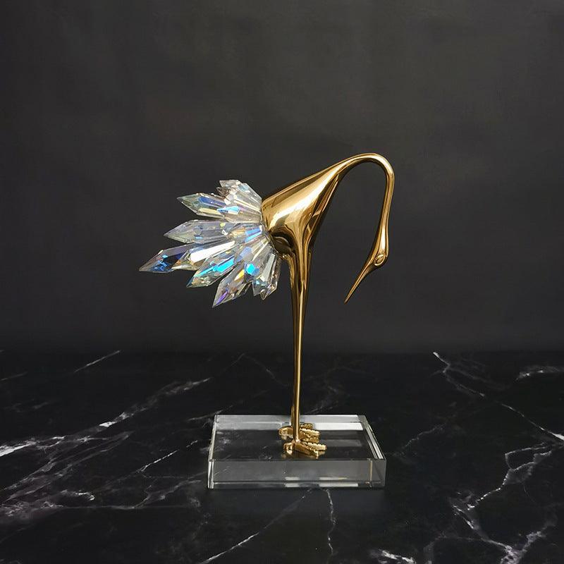 Luxurious Copper Crane Sculpture for Home Decoration