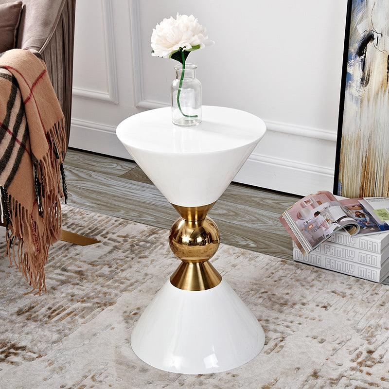 Modern Minimalist Stainless Steel Side Table Set - Elegant Black and White Living Room Furniture