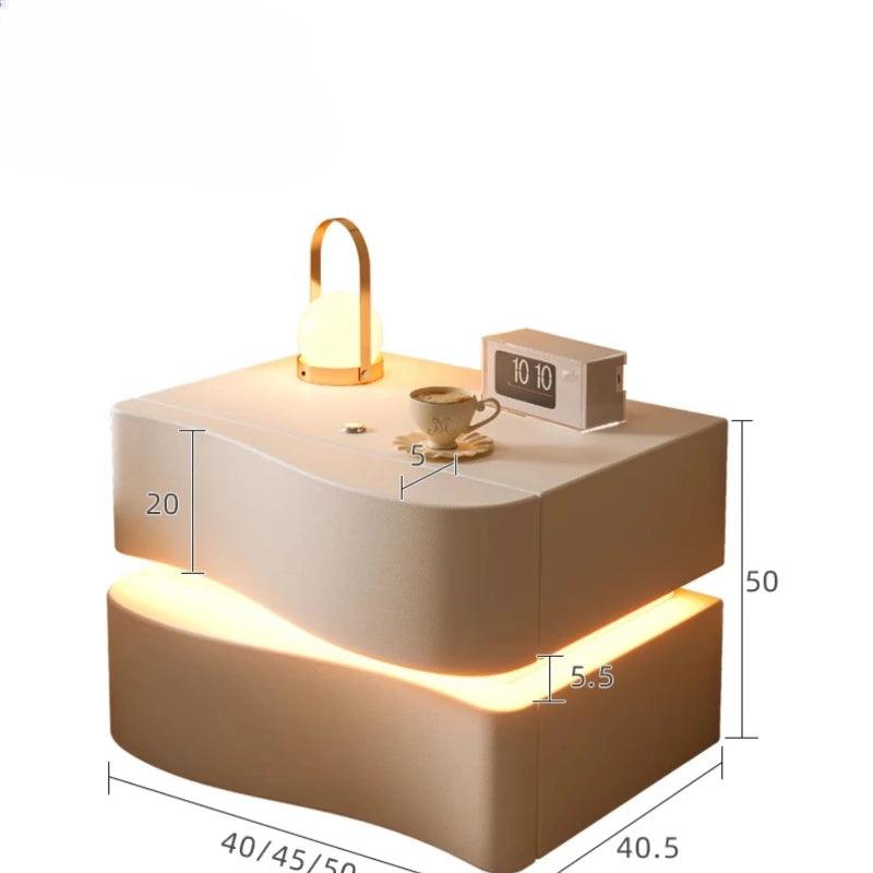 Sleek Luxury Bedside Tables with Drawer - Modern Chinese Style Nightstand for Bedroom Furniture