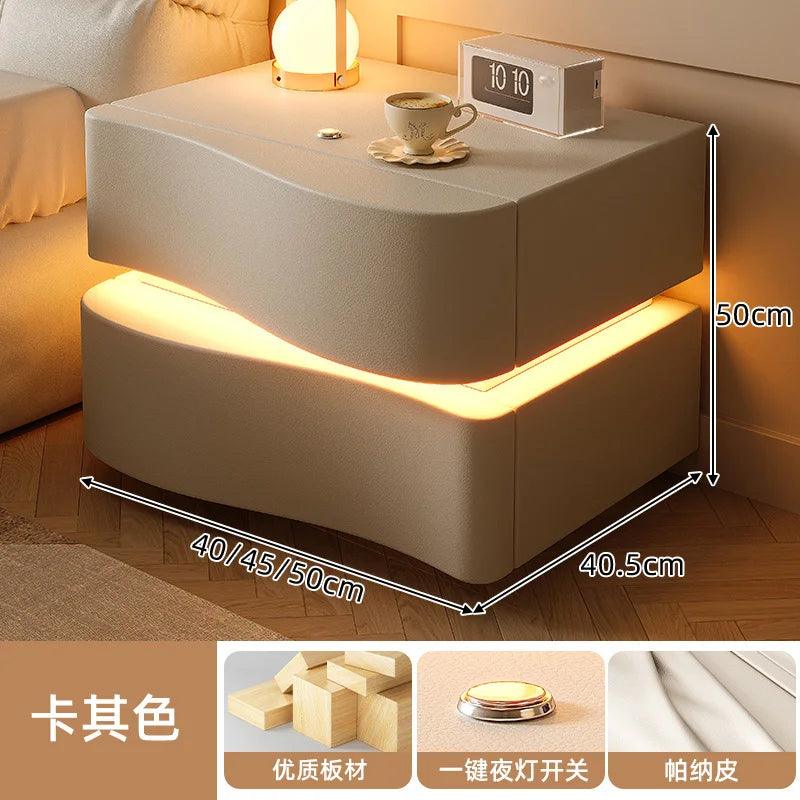 Sleek Luxury Bedside Tables with Drawer - Modern Chinese Style Nightstand for Bedroom Furniture