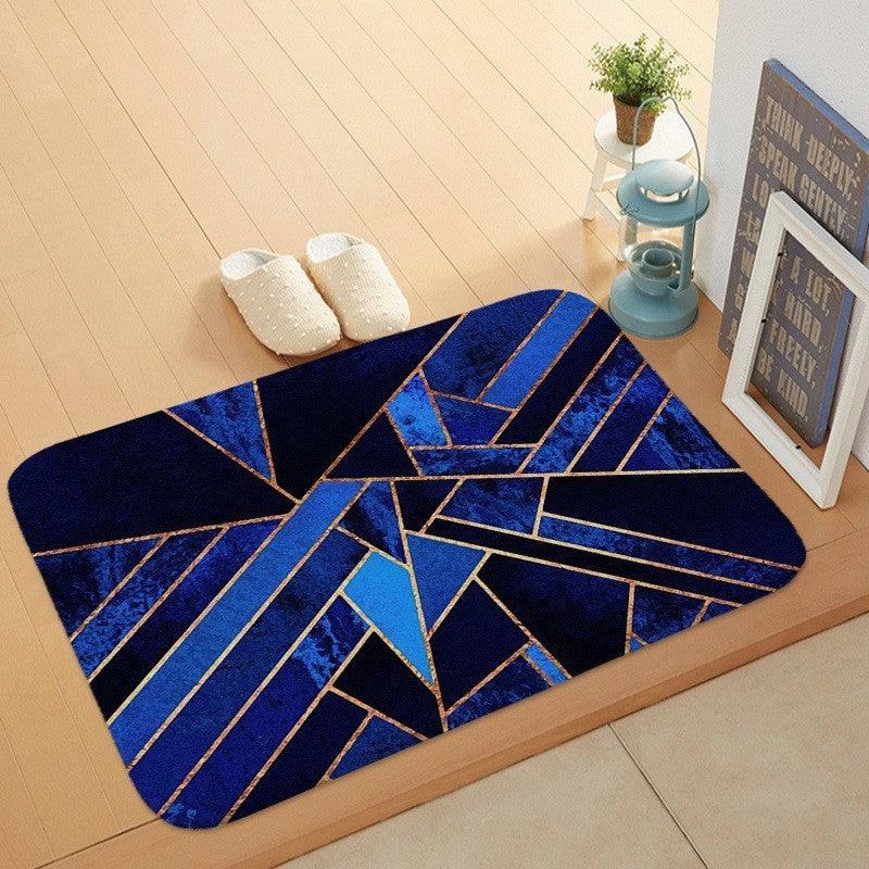 Luxurious Plant Patterned Marble Coral Velvet Door Mat for Stylish Anti-Skid Bathroom Flooring