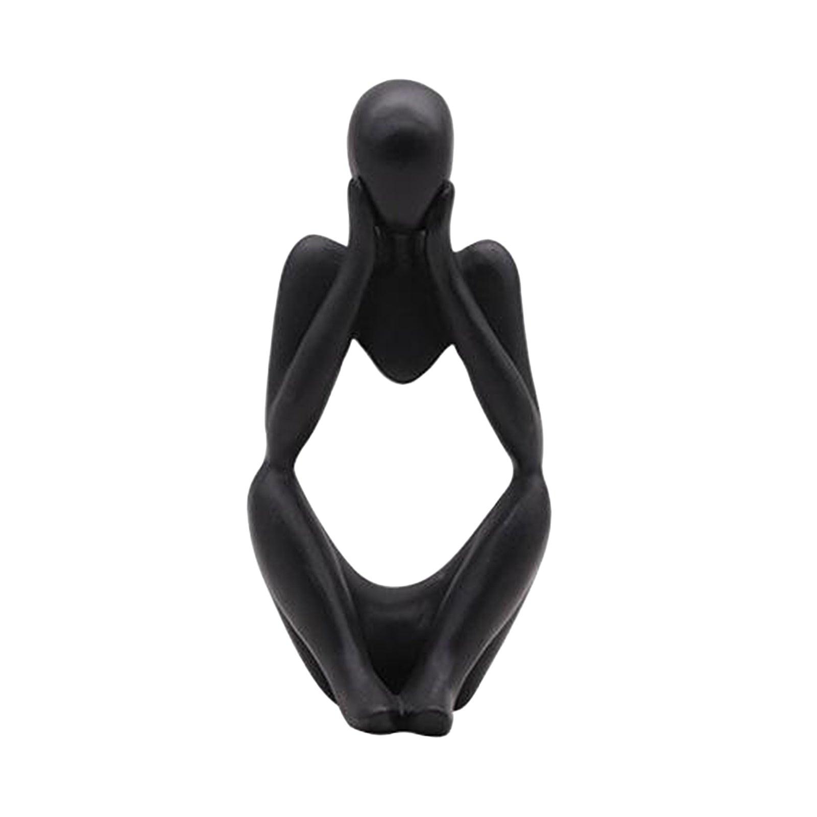 Abstract Artistic Resin Ornament Sculpture in Black, White, and Gold