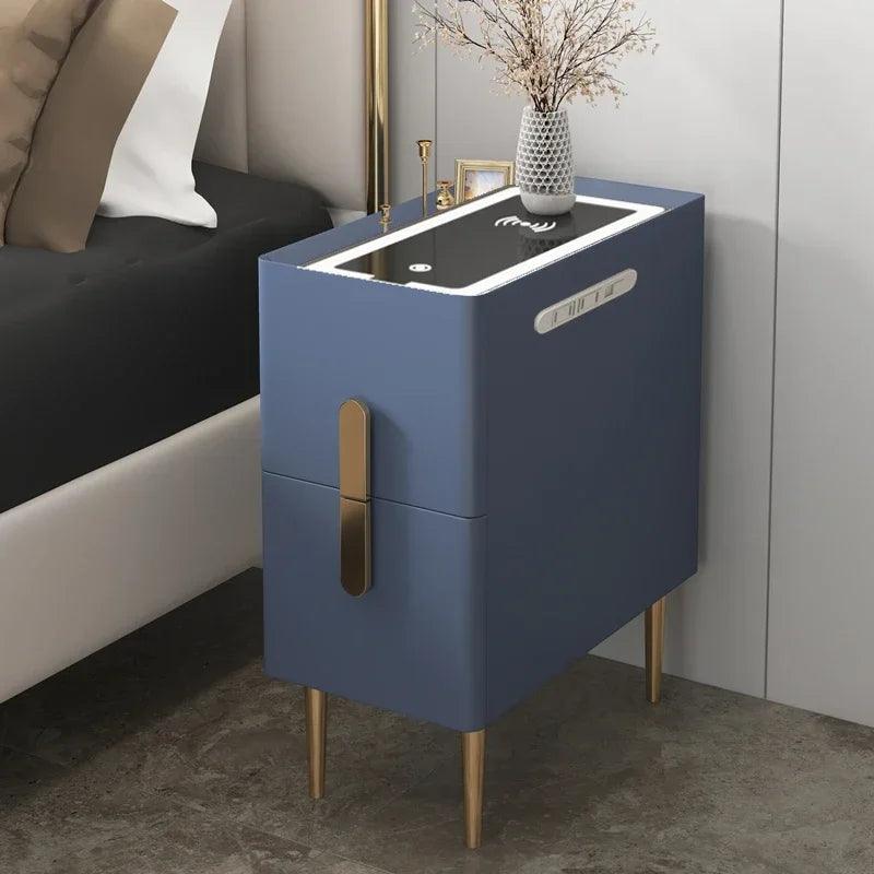 Nordic Style Rock Surface Nightstand with 2 Drawers - Minimalist Bedroom Furniture
