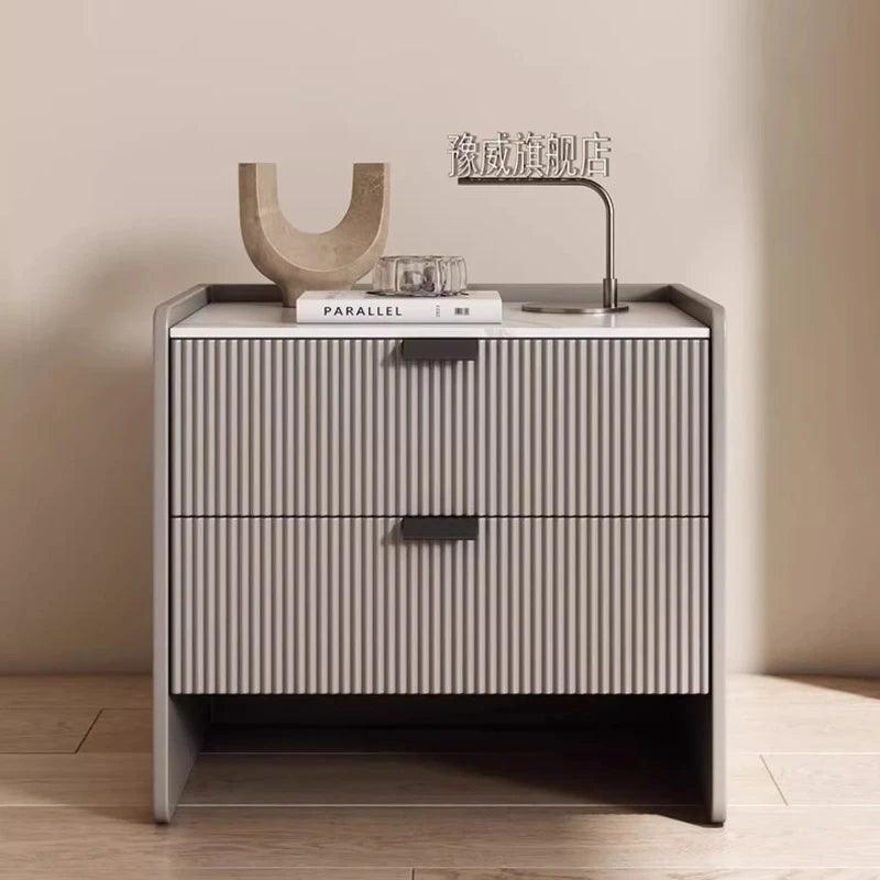 Narrow Wood Nightstand with Drawers - Modern Minimalist Bedroom Furniture