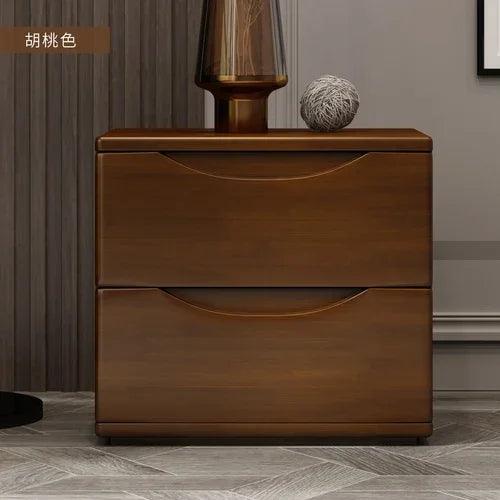 Luxury Wood Bedroom Nightstand with Drawers - Modern Minimalist Style Furniture
