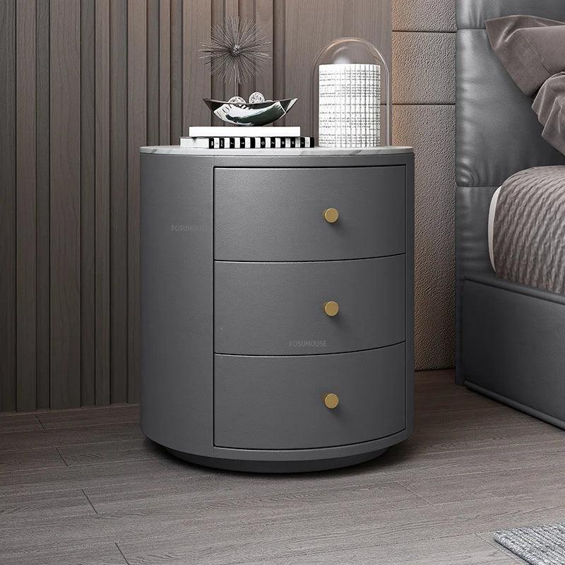 Solid Pine Wood Nightstand with Three Drawers - Modern Minimalist Bedroom Furniture