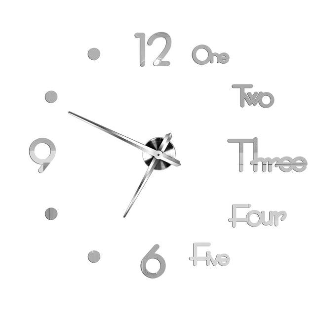 Modern Acrylic Mirror Wall Clock Kit: DIY Silent Quartz Design