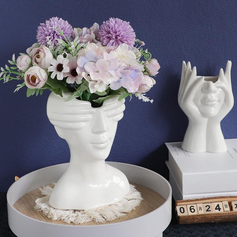 Nordic Art Ceramic Vase Decoration Living Room Tabletop Flower Arrangement Decorative Vase