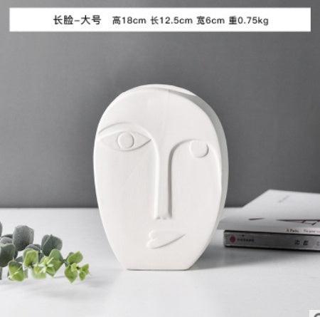 Nordic Style Modern Face Mask Ceramic Vase Home Decoration Flower Vases Head Matte Table Flower Vase for Wedding Decoration Prop