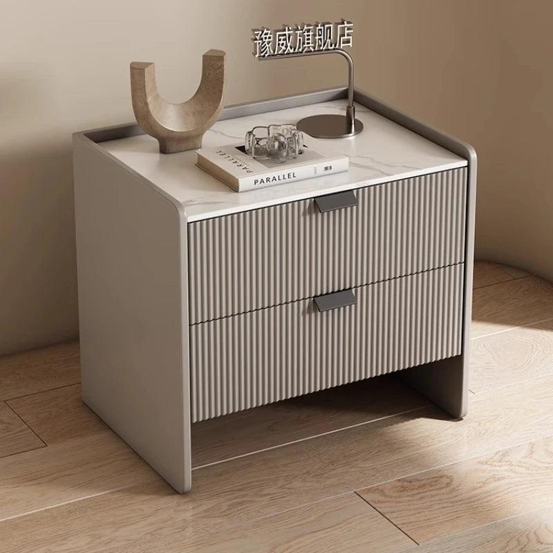 Narrow Wood Nightstand with Drawers - Modern Minimalist Bedroom Furniture