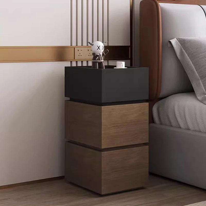 Nordic Style Wooden Nightstand with 2 Drawers - Modern Bedroom Furniture