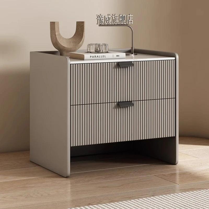 Narrow Wood Nightstand with Drawers - Modern Minimalist Bedroom Furniture