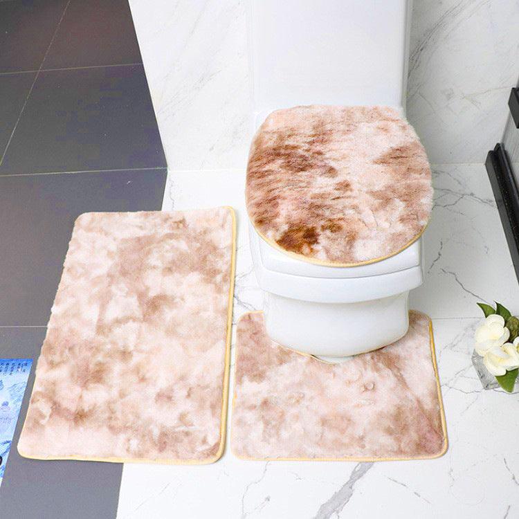 Rabbit Plush Tie-Dye Bathroom Mat Set - Soft Nordic Style Comfort for Your Bathroom Oasis