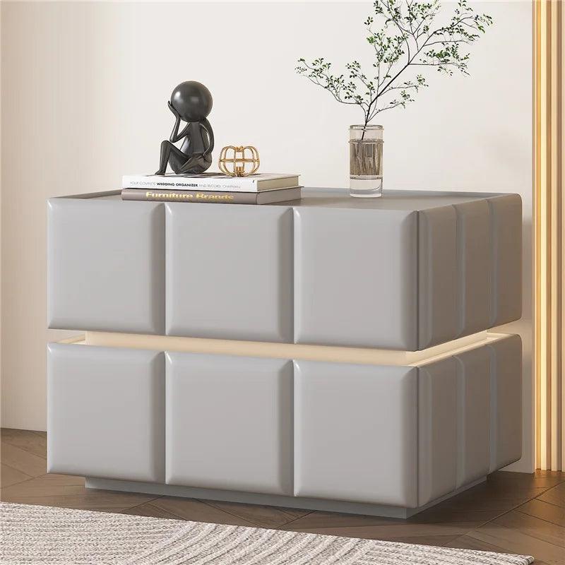 Compact White Bedside Nightstand with Drawer - Modern Design and Storage Space