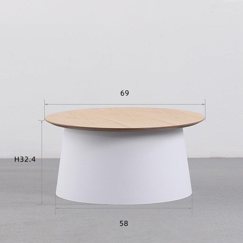 Wooden Nordic Round Coffee Table with Art Style Design