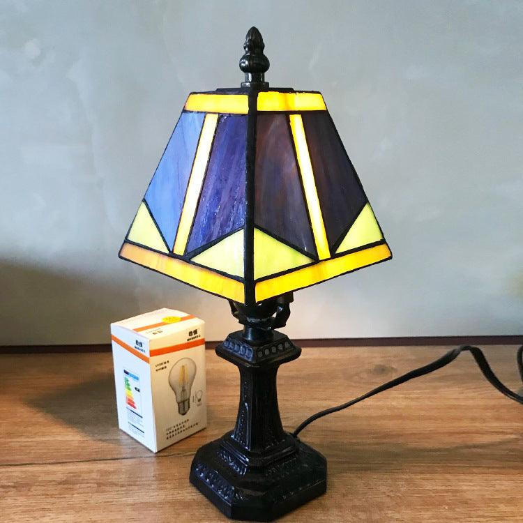 Retro Glass Table Lamp with Abstract Design