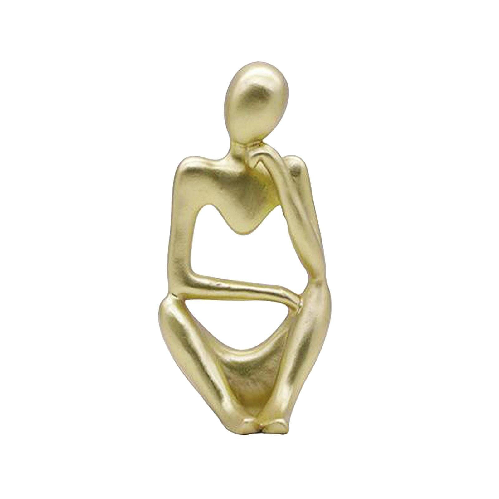 Abstract Artistic Resin Ornament Sculpture in Black, White, and Gold