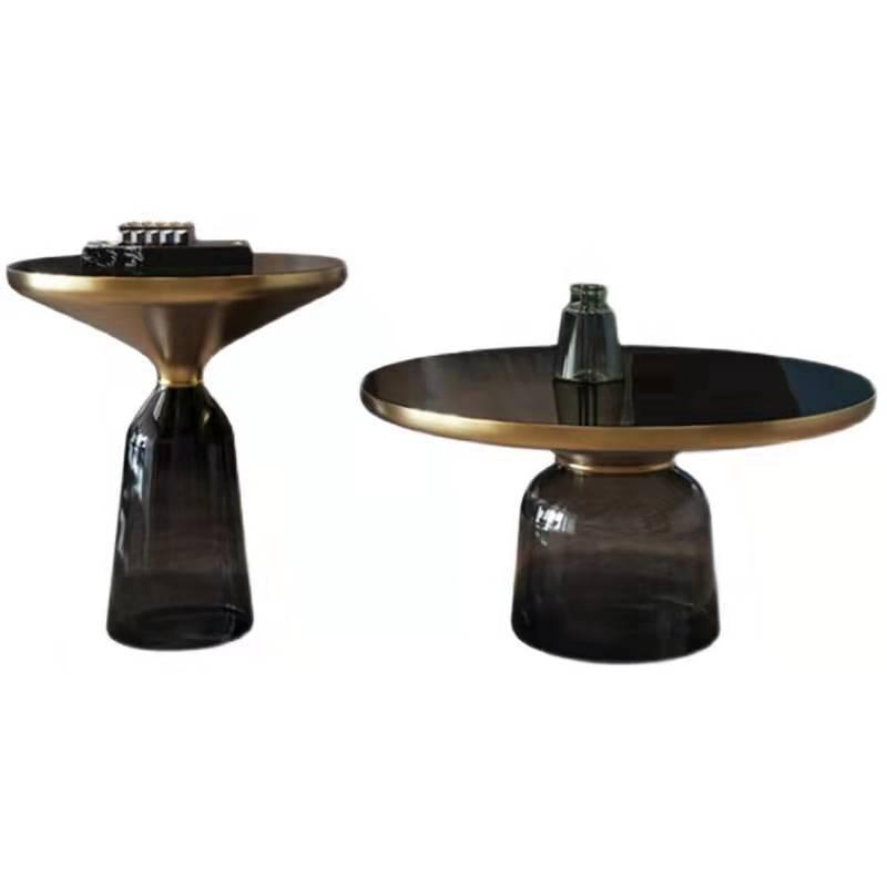 Nordic Marble Circle Coffee Table - Elegant Glass and Stainless Steel Design