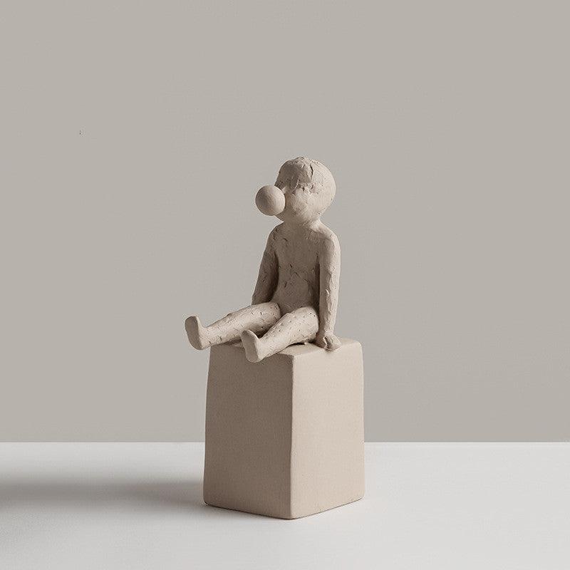 Nordic Style Ceramic Blessing Art Sculpture - Reading Woman Body, Standing Woman Body, Bubble Bubble Child, Cozy Woman Body, Shouting Child, Looking Up at Child