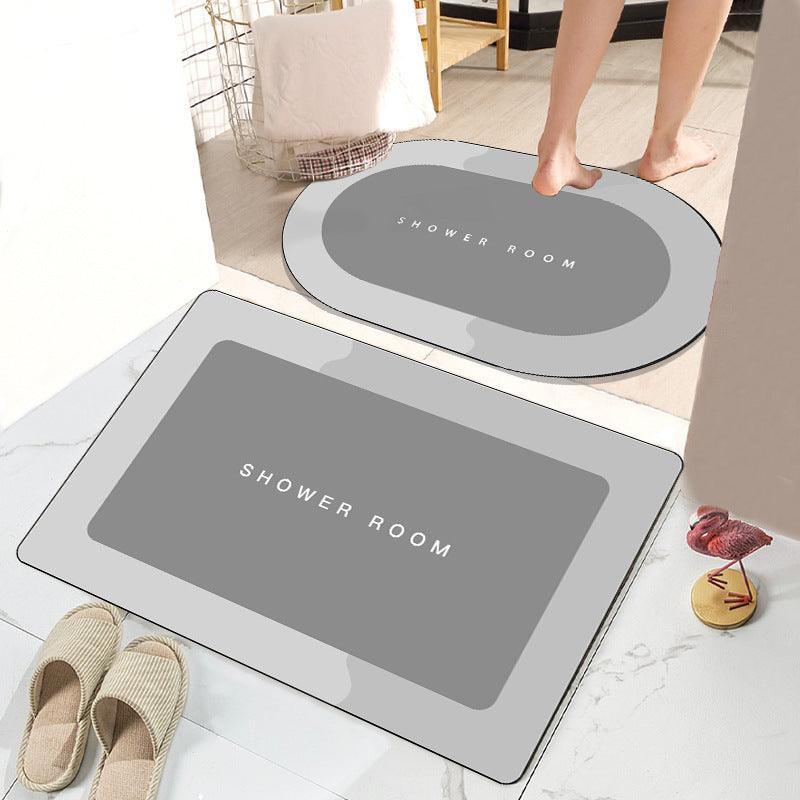 Absorbent Non-slip Bathroom Mat Set - Modern Crystal Velvet Design