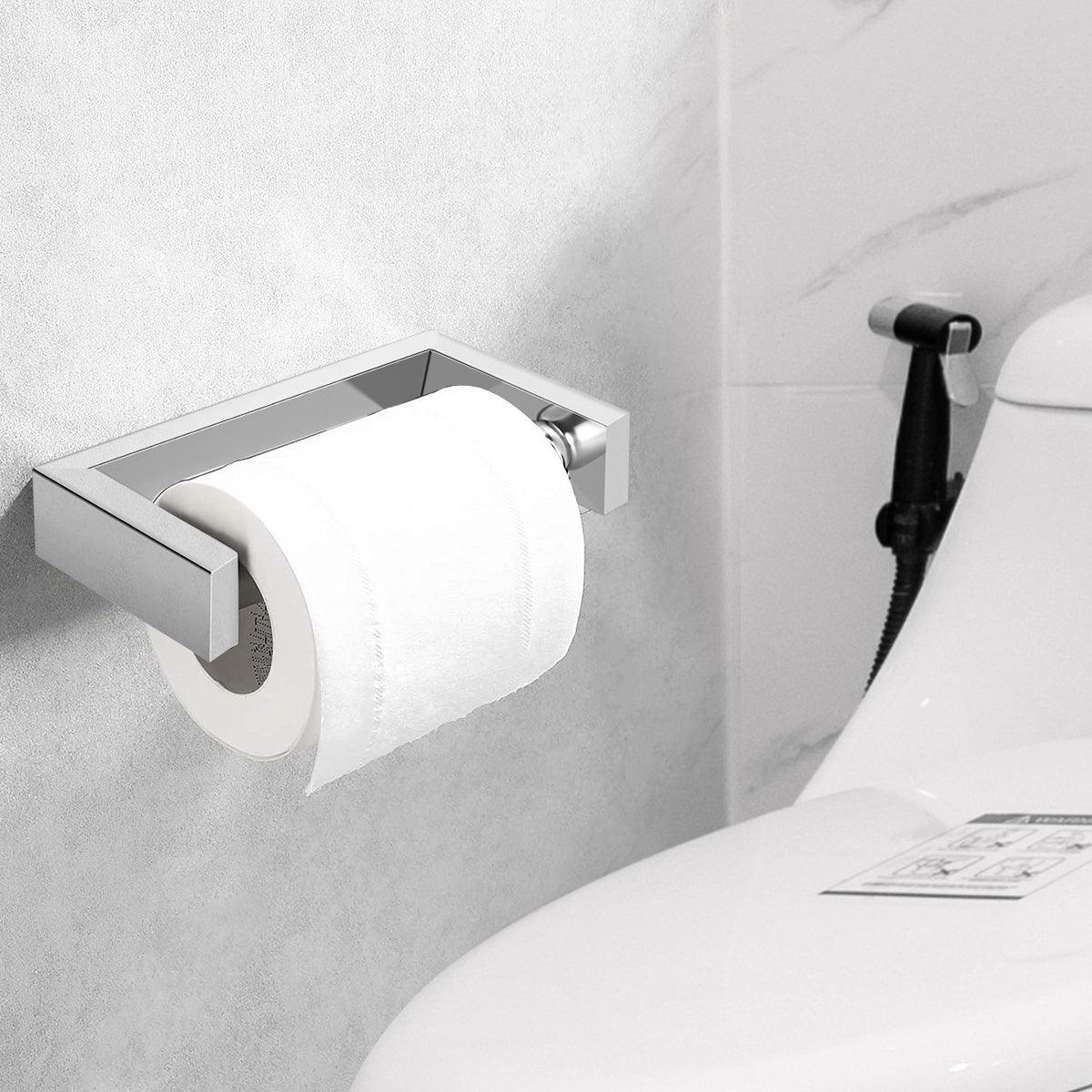 Modern 304 Stainless Steel Toilet Paper Holder with Retractable Feature
