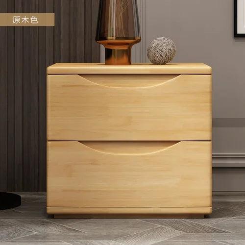 Luxury Wood Bedroom Nightstand with Drawers - Modern Minimalist Style Furniture