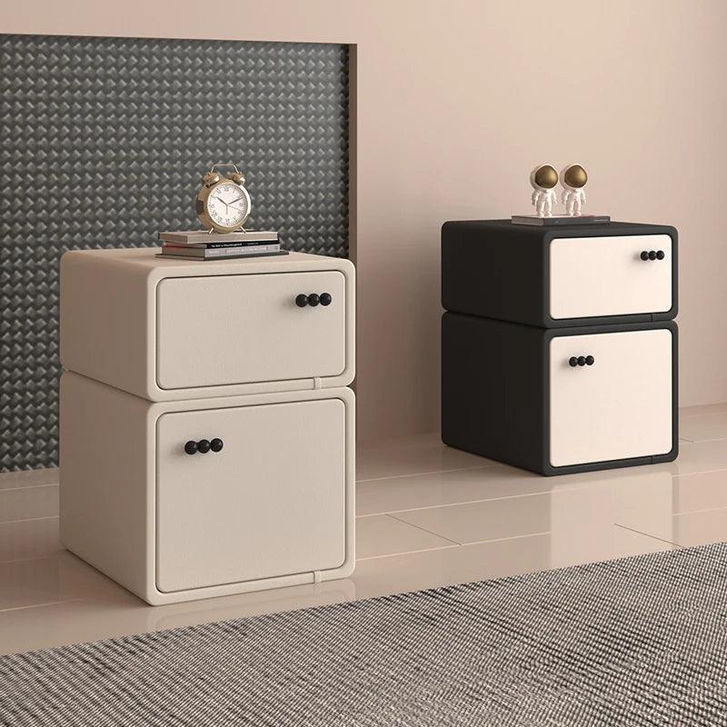 Modern Minimalist Black Nightstand with Hidden Drawer - Stylish Bedside Table Furniture