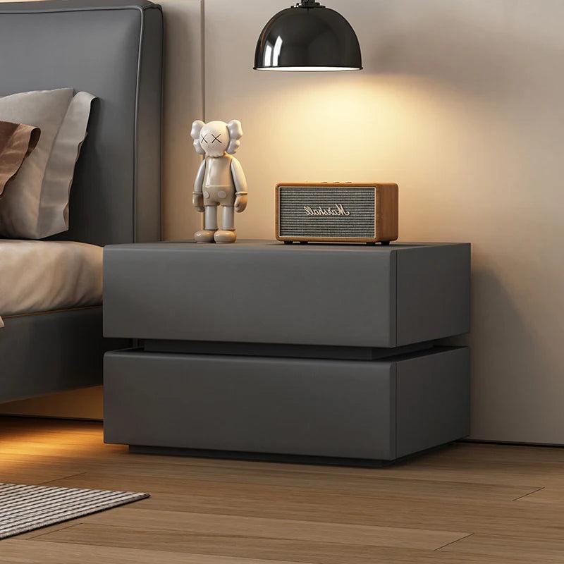 Nightstand with Wooden Drawers - Modern White Bedside Table
