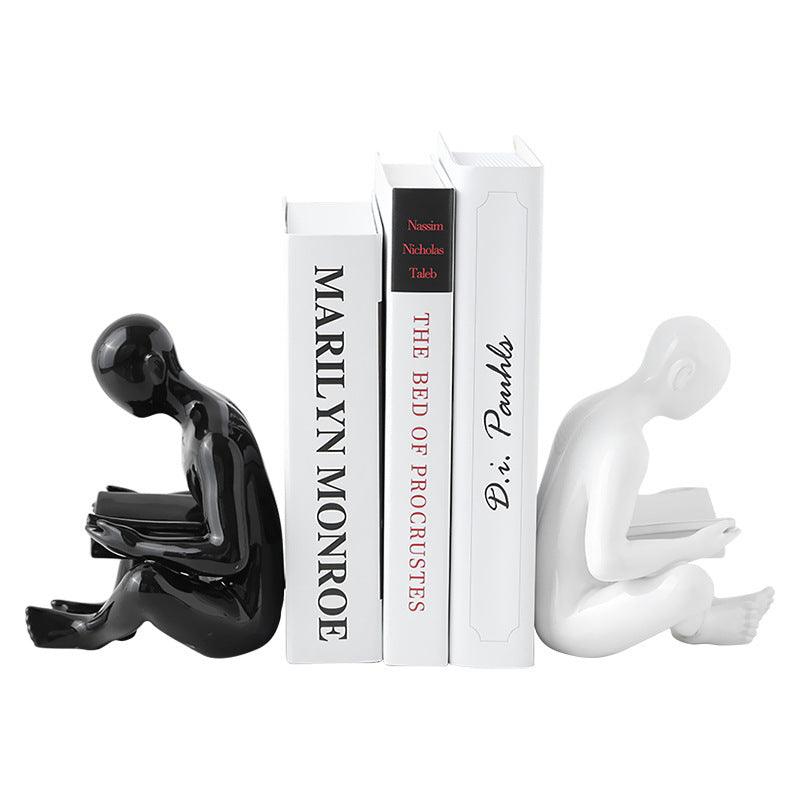 Nordic Style Ceramic Character Bookend Home Decor with Colorful Glaze - Unique Living Room Accent Piece