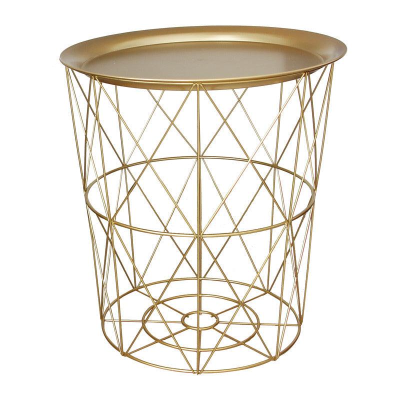 Scandinavian Elegance Marble Side Table - Handcrafted Nordic Style Gold Accent