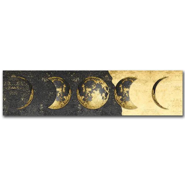 Celestial Moon Phases Monochrome Canvas Wall Art - Abstract Living Room Decor