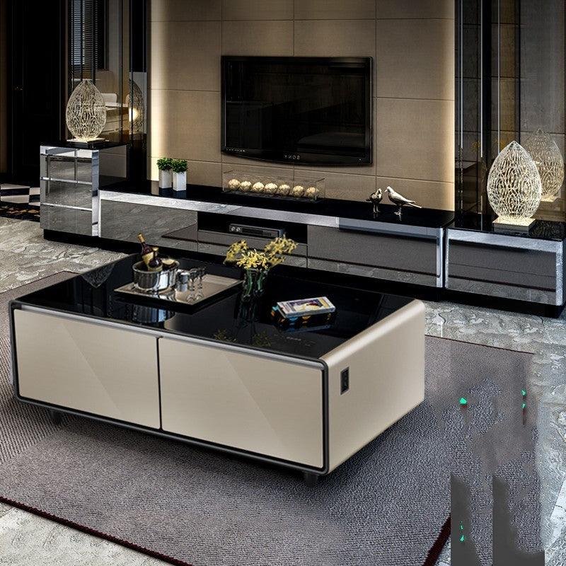 Coffee Table Refrigerator with Tempered Glass Panel - Modern Living Room Essential