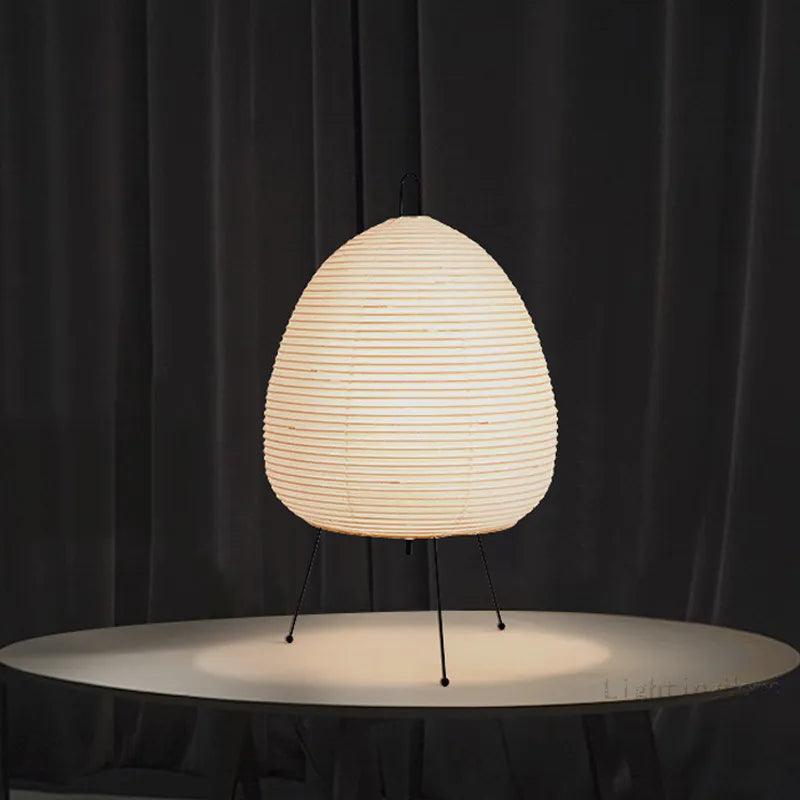 Japanese Style Akari Wabi-Sabi Printed Rice Paper Table Lamp with LED Bulb