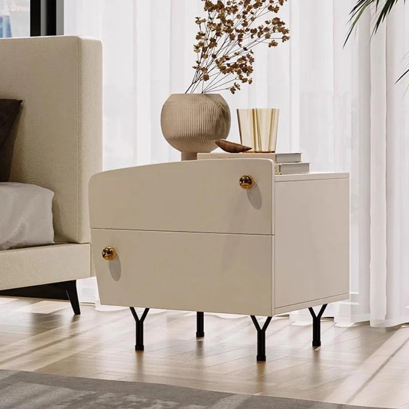 Nordic Style White Nightstand with Drawers - Modern Minimalist Bedside Table