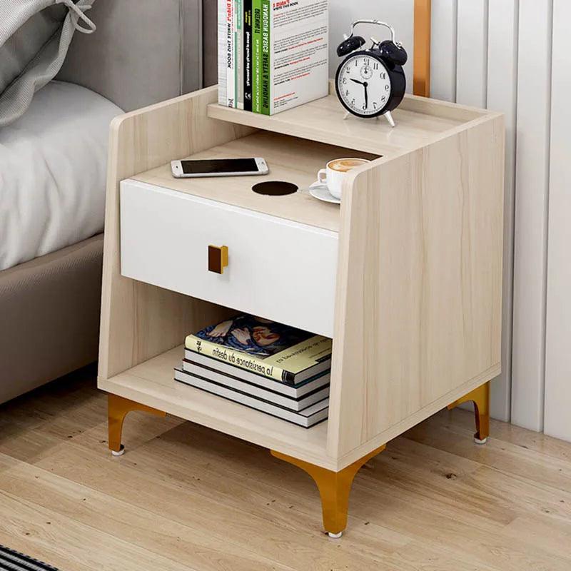 Nordic Rustic Bedside Table with Drawer - European Style Nightstand Furniture
