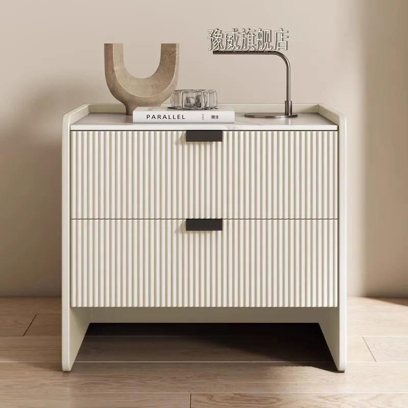 Narrow Wood Nightstand with Drawers - Modern Minimalist Bedroom Furniture