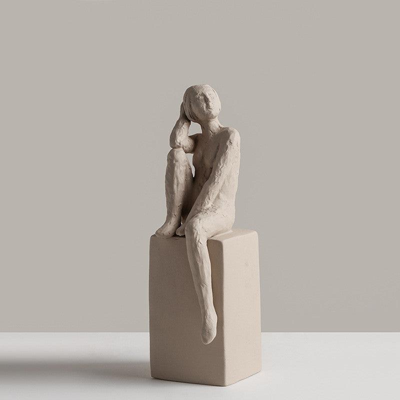 Nordic Style Ceramic Blessing Art Sculpture - Reading Woman Body, Standing Woman Body, Bubble Bubble Child, Cozy Woman Body, Shouting Child, Looking Up at Child