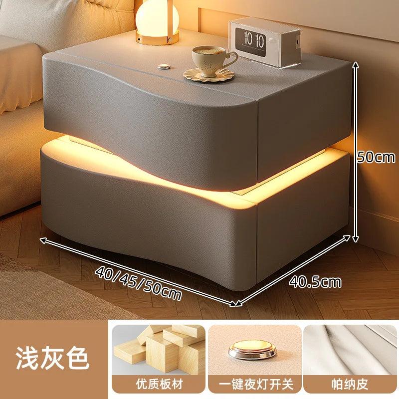 Sleek Luxury Bedside Tables with Drawer - Modern Chinese Style Nightstand for Bedroom Furniture