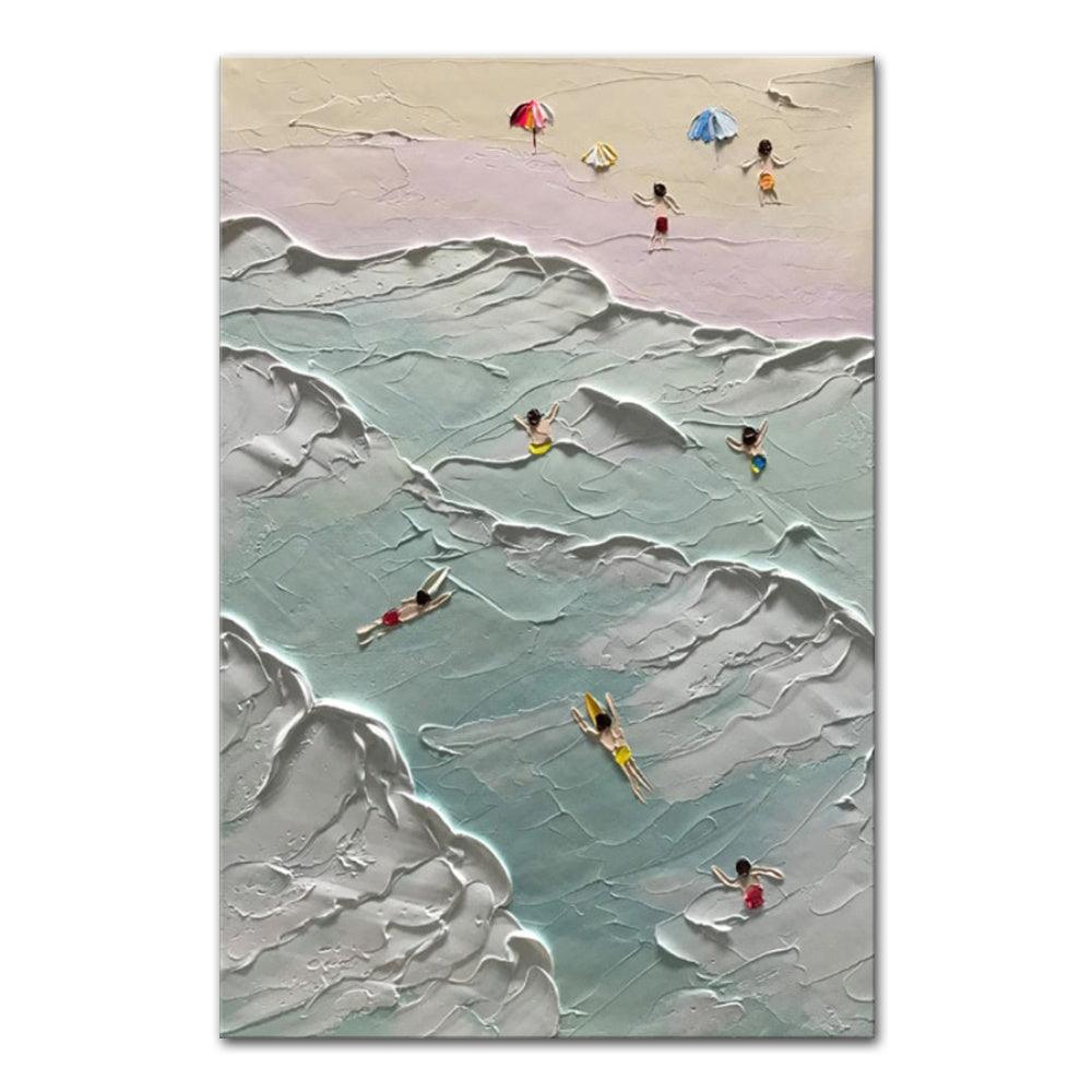 Hand Painted Beach Thick Oil Canvas Painting Wall Art Home Decor