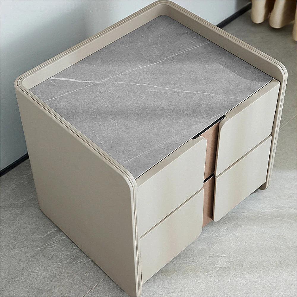 Italian Style Nightstands - Modern Minimalist Wooden Bedside Tables with 2 Drawers