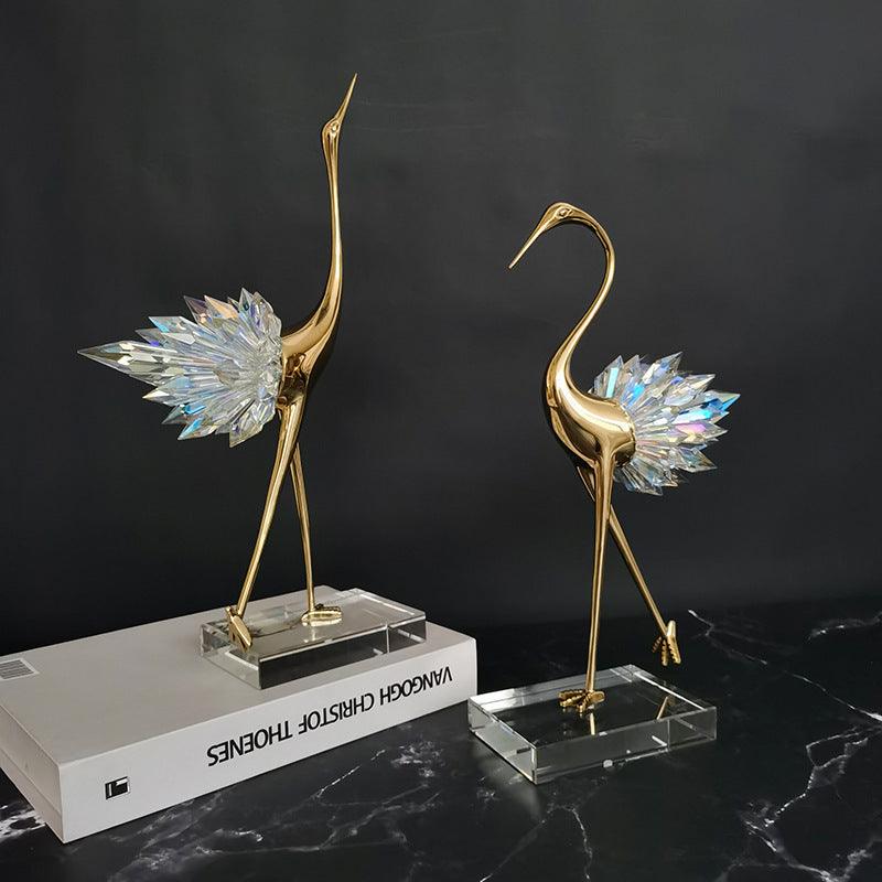 Luxurious Copper Crane Sculpture for Home Decoration