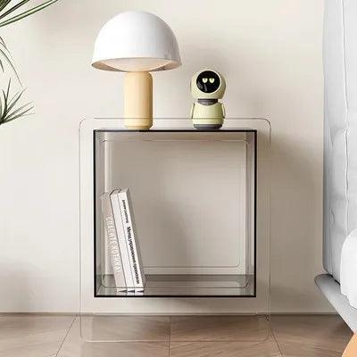 Modern Acrylic Nightstand with Drawer - Bedroom Furniture Shelf Organizer