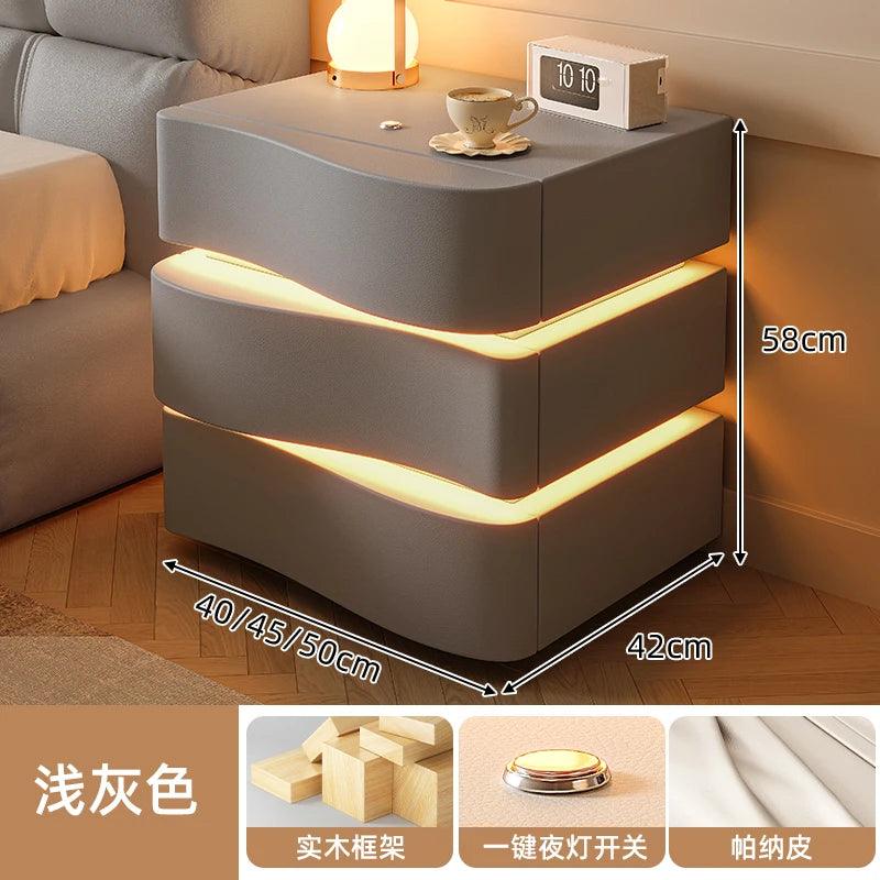 Sleek Luxury Bedside Tables with Drawer - Modern Chinese Style Nightstand for Bedroom Furniture