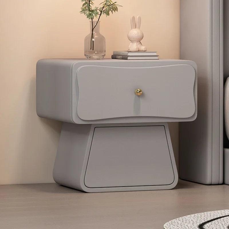 Kids Minimalist Wooden Nightstand Table with Drawers - Modern Bedroom Furniture